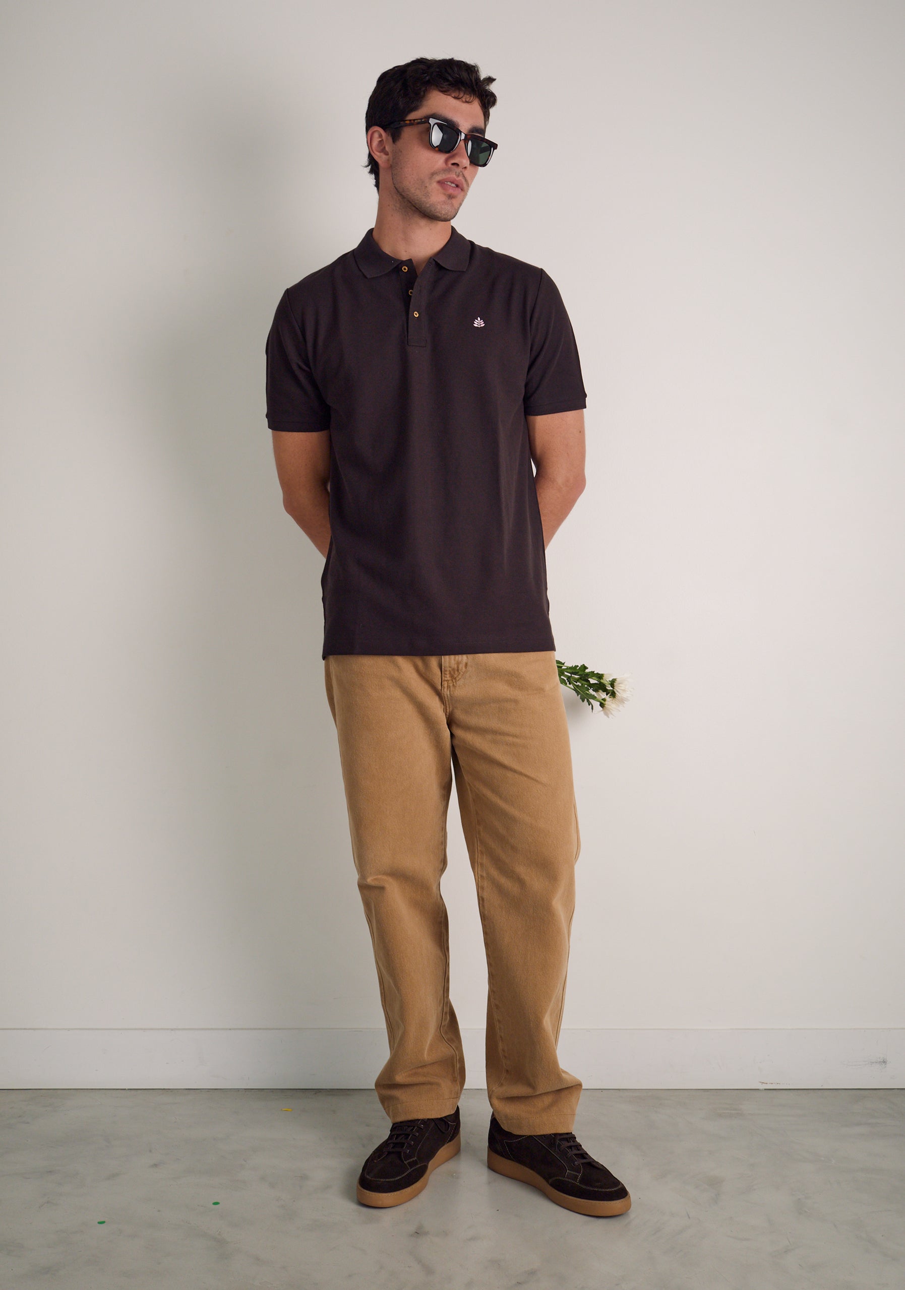 Camiseta Polo H Unicolor L-Ros Café Osc