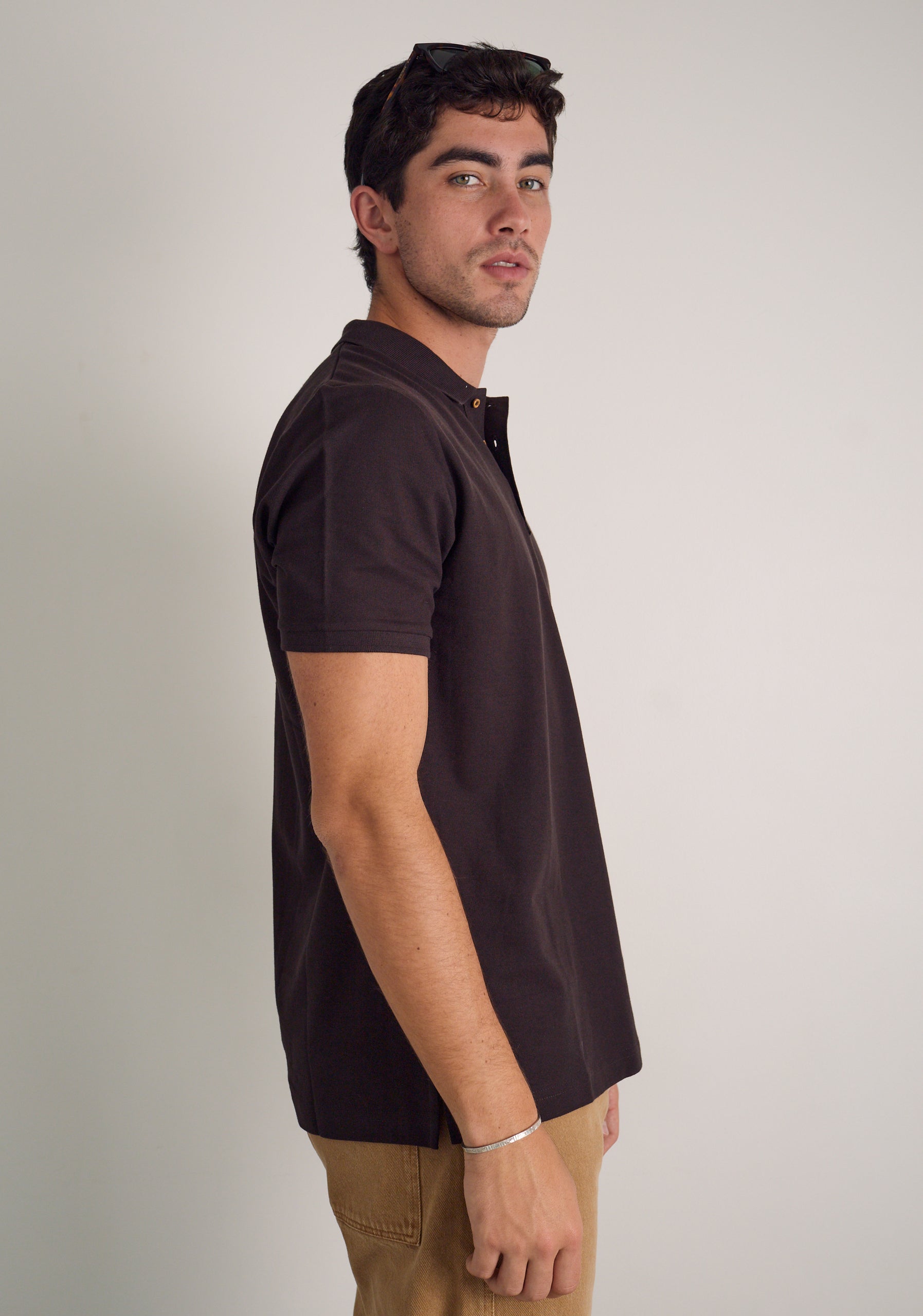 Camiseta Polo H Unicolor L-Ros Café Osc-3