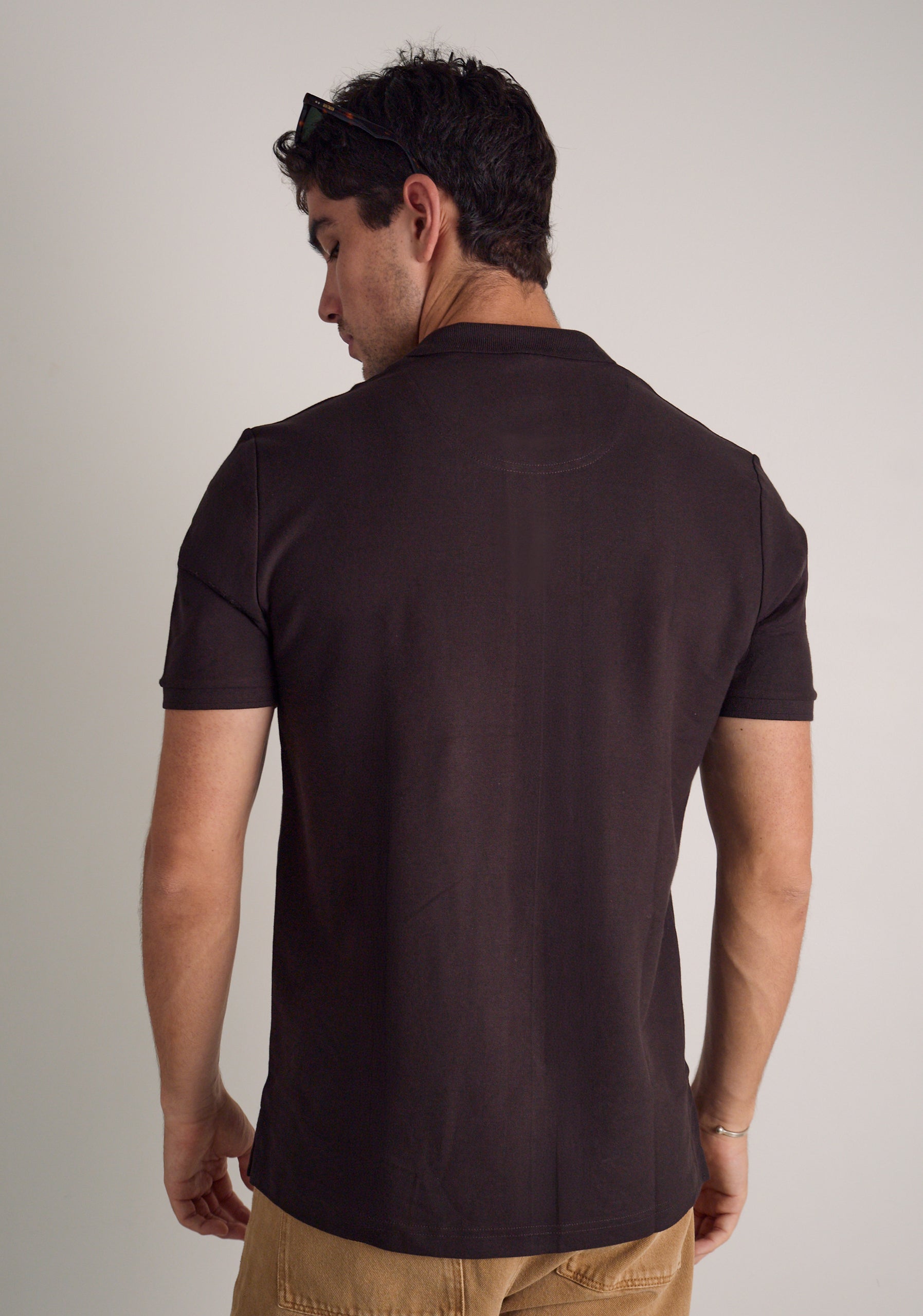 Camiseta Polo H Unicolor L-Ros Café Osc-5