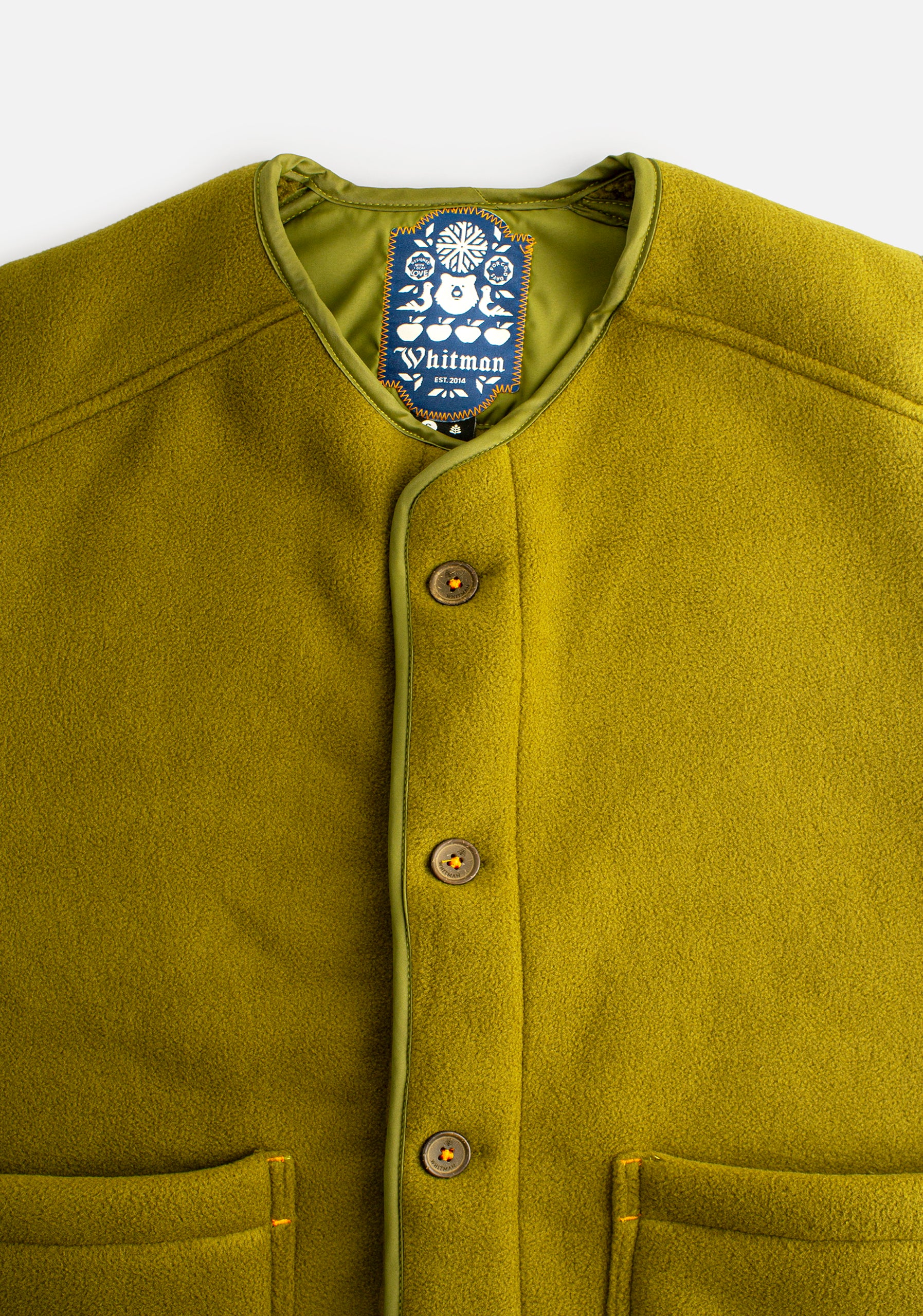 Chaleco Adam Sherpa para hombre en Poli Fleece Bonded Verde Claro vista de cuello