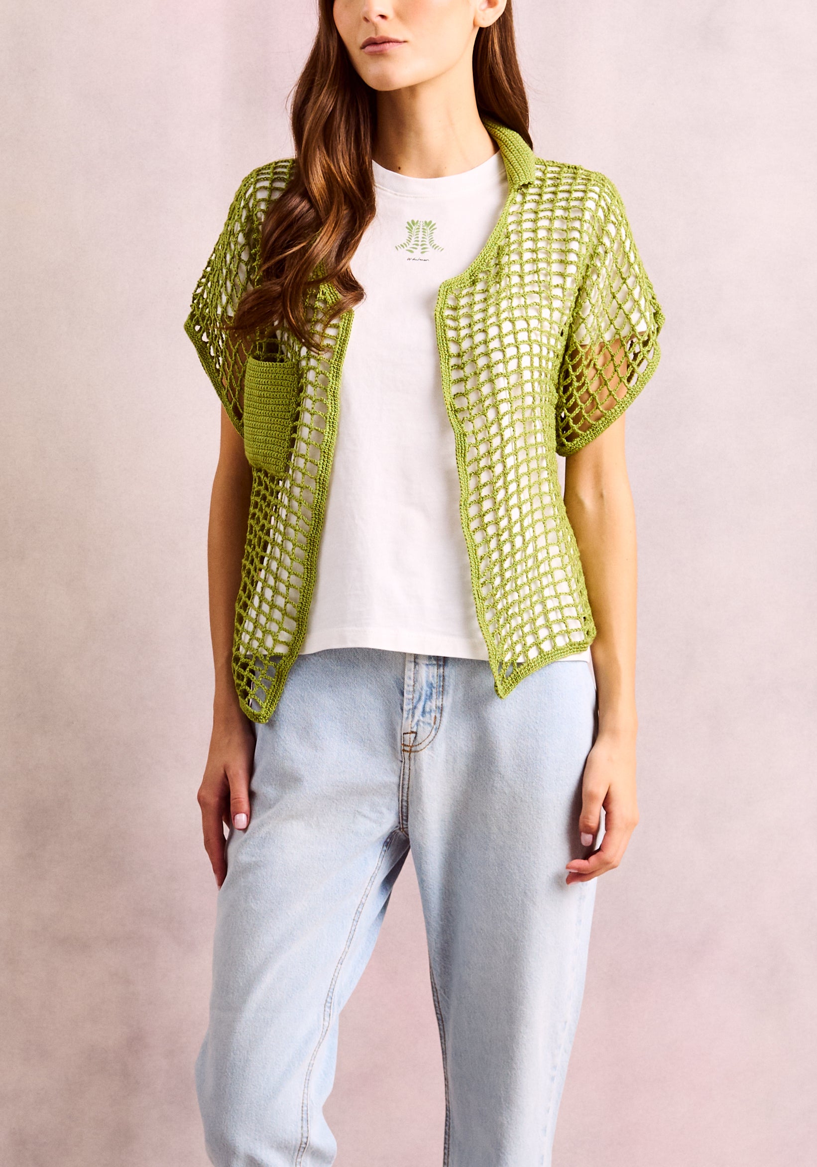 Camisa Cubana Crochet Makala Verde Medio