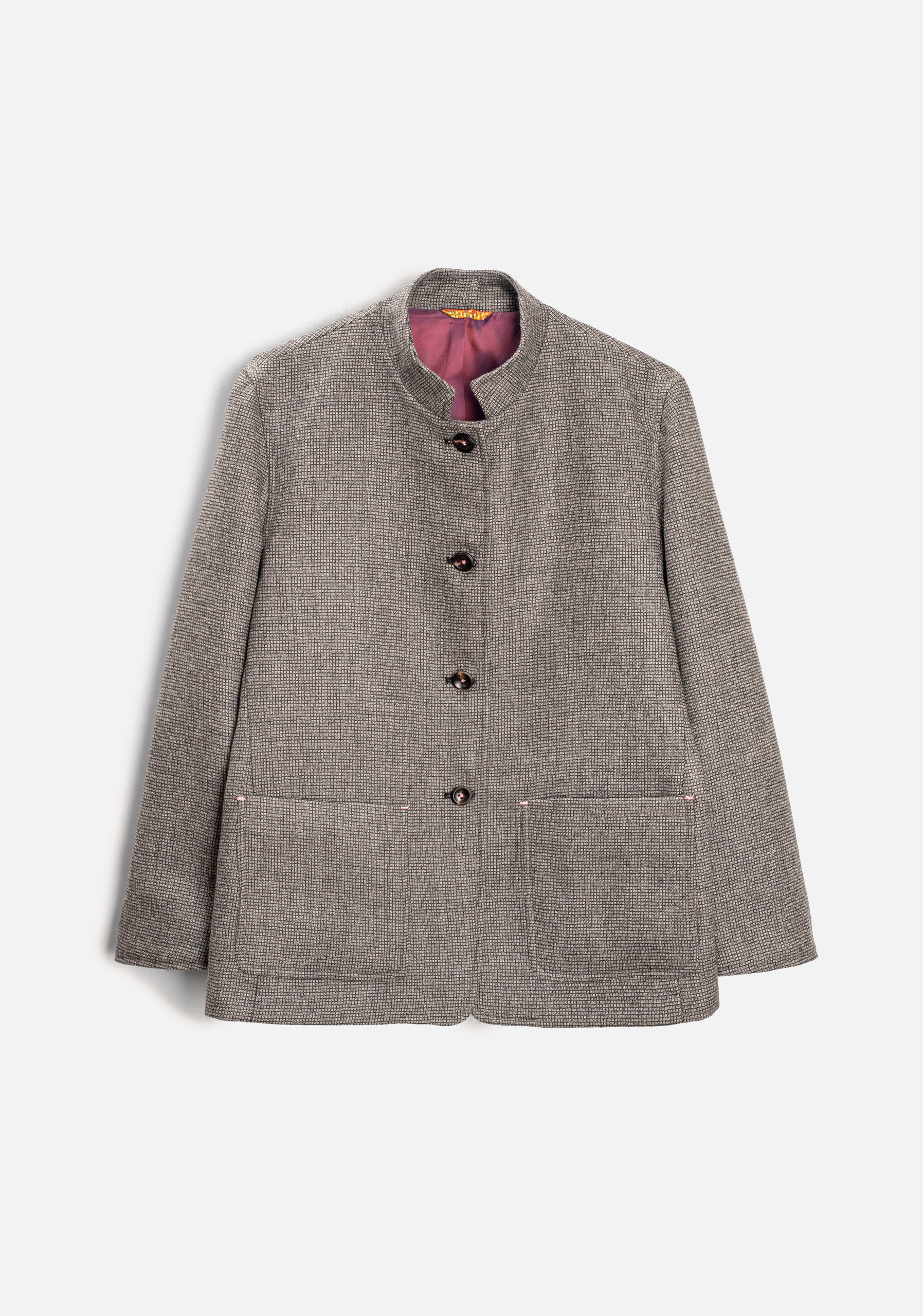 Chaqueta M Atenea Lana Cuadros Peq Gris Med