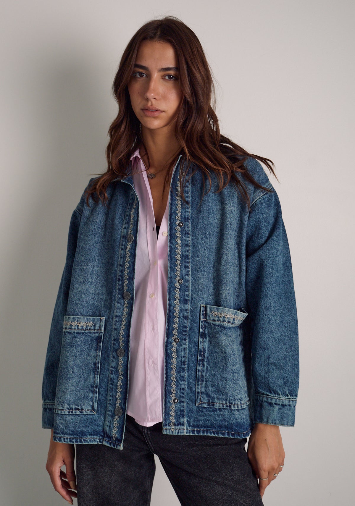 Chaqueta M Violetta Denim Bord Azul Medio