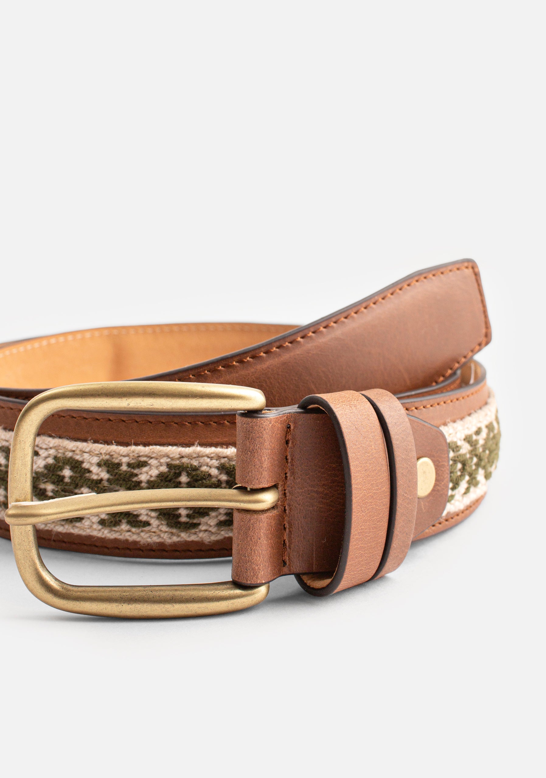 Cinturon H Colon Artesanal Cafe APL Verde