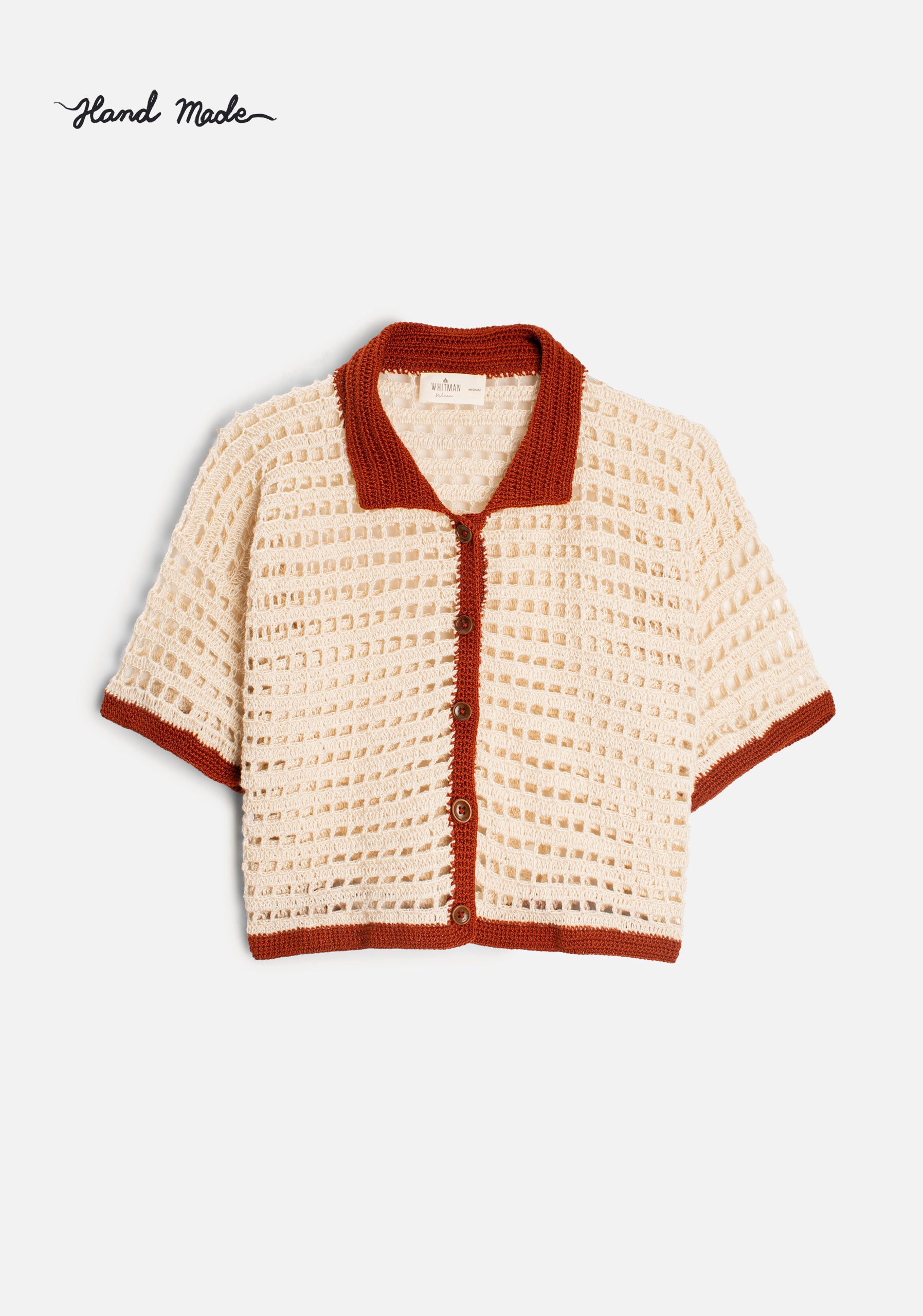 Camisa M Karan Tejida Beige/Terracota