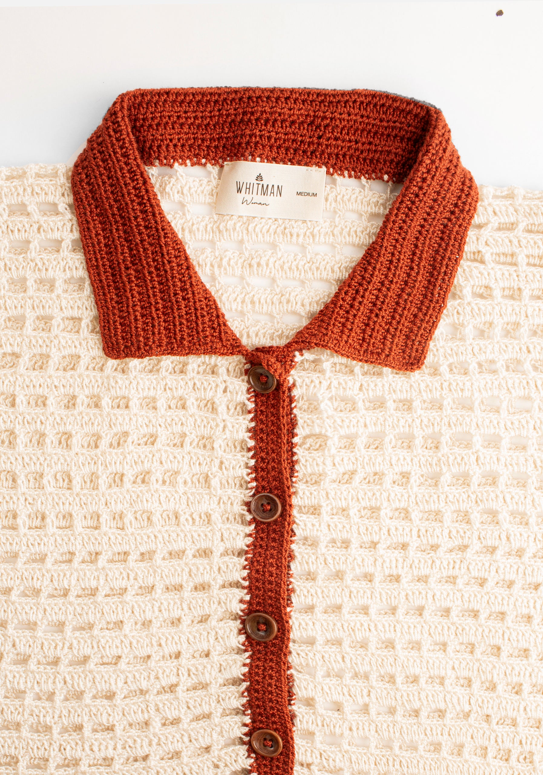 Camisa M Karan Tejida Beige/Terracota