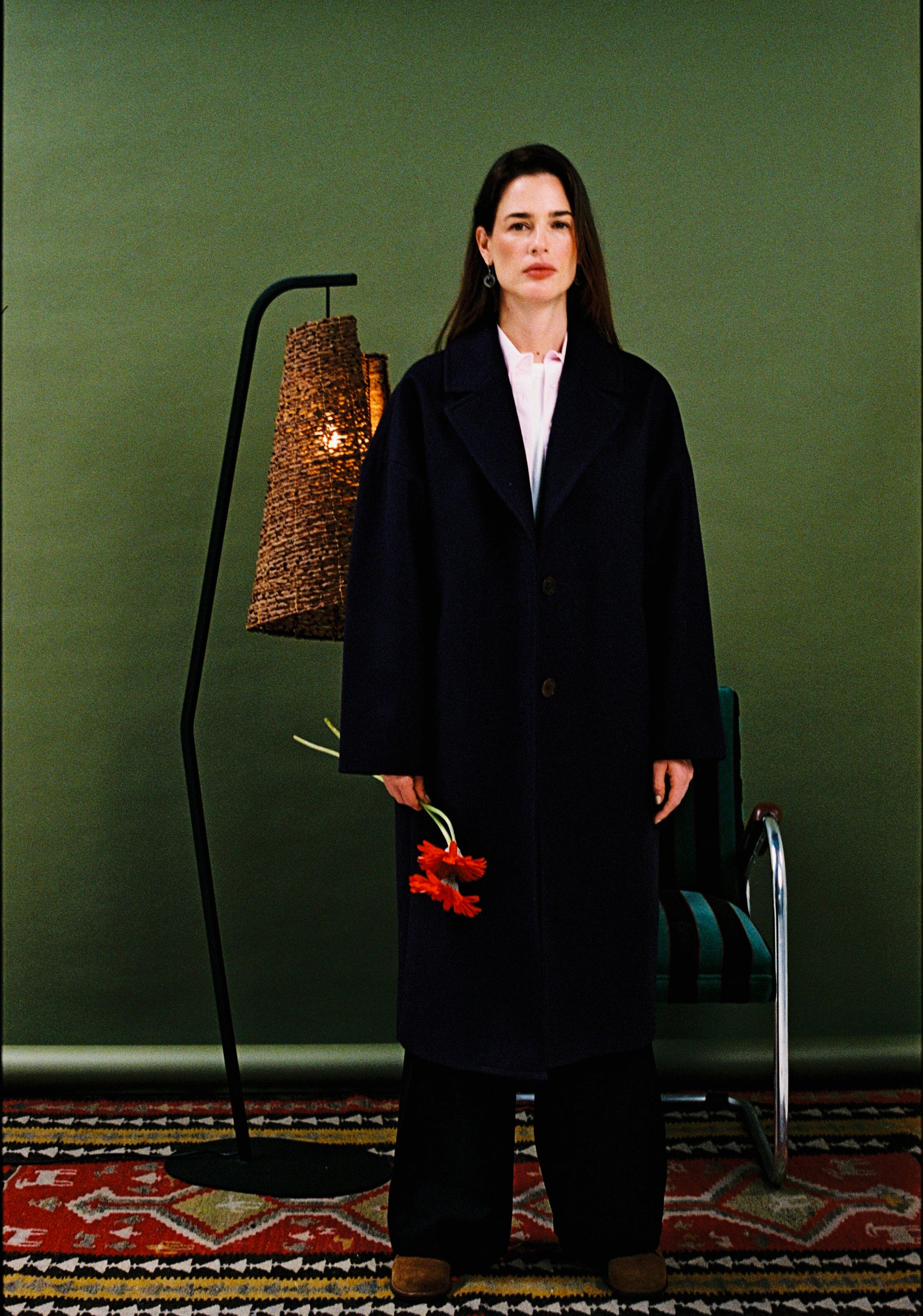 Abrigo M Genova Unicolor Lana Negro