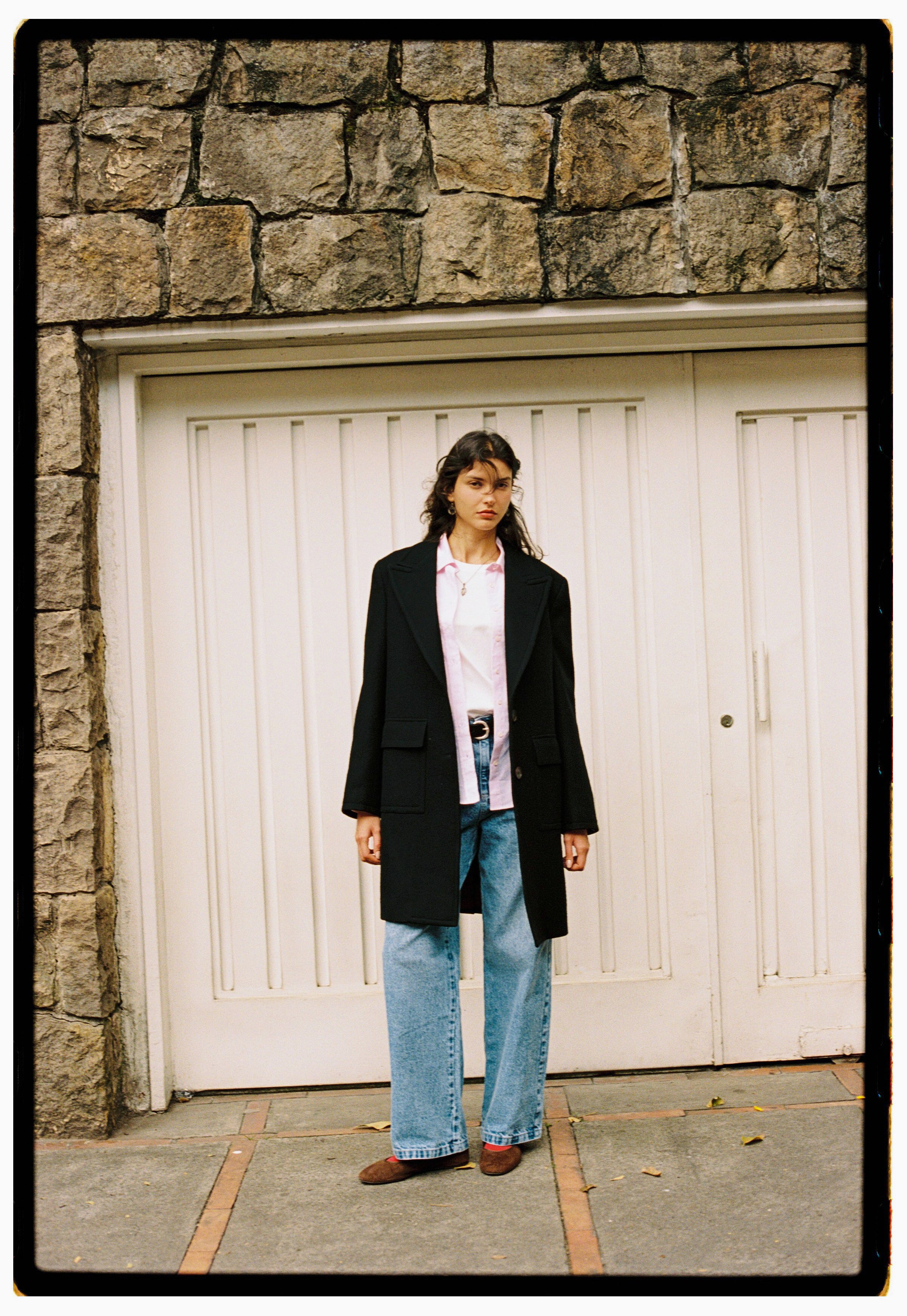 Abrigo M Genova Unicolor Lana Negro