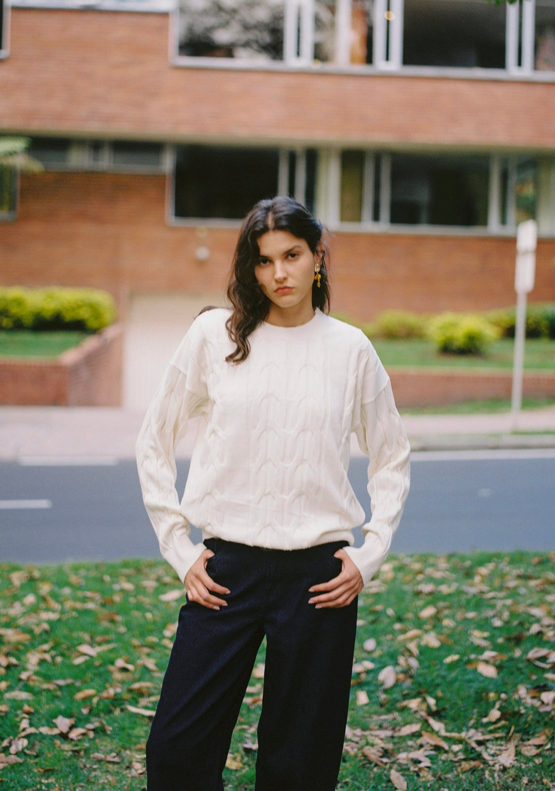 Saco M Kanzas Trenzado Unicolor Marfil