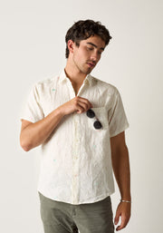 Camisa Lino Harlem Bordado Marfil
