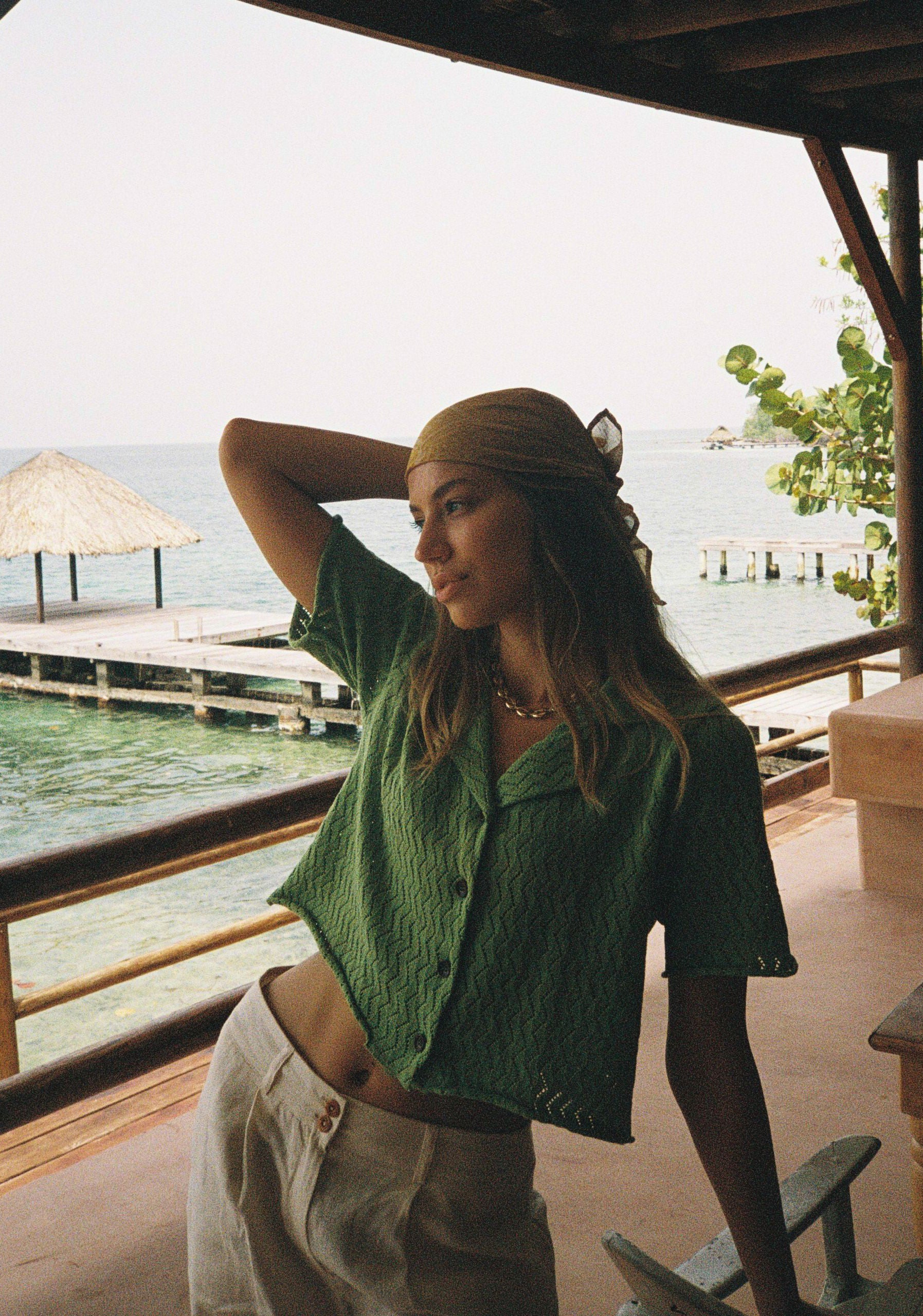 Camisa Cubana Tejida Jane Verde Medio