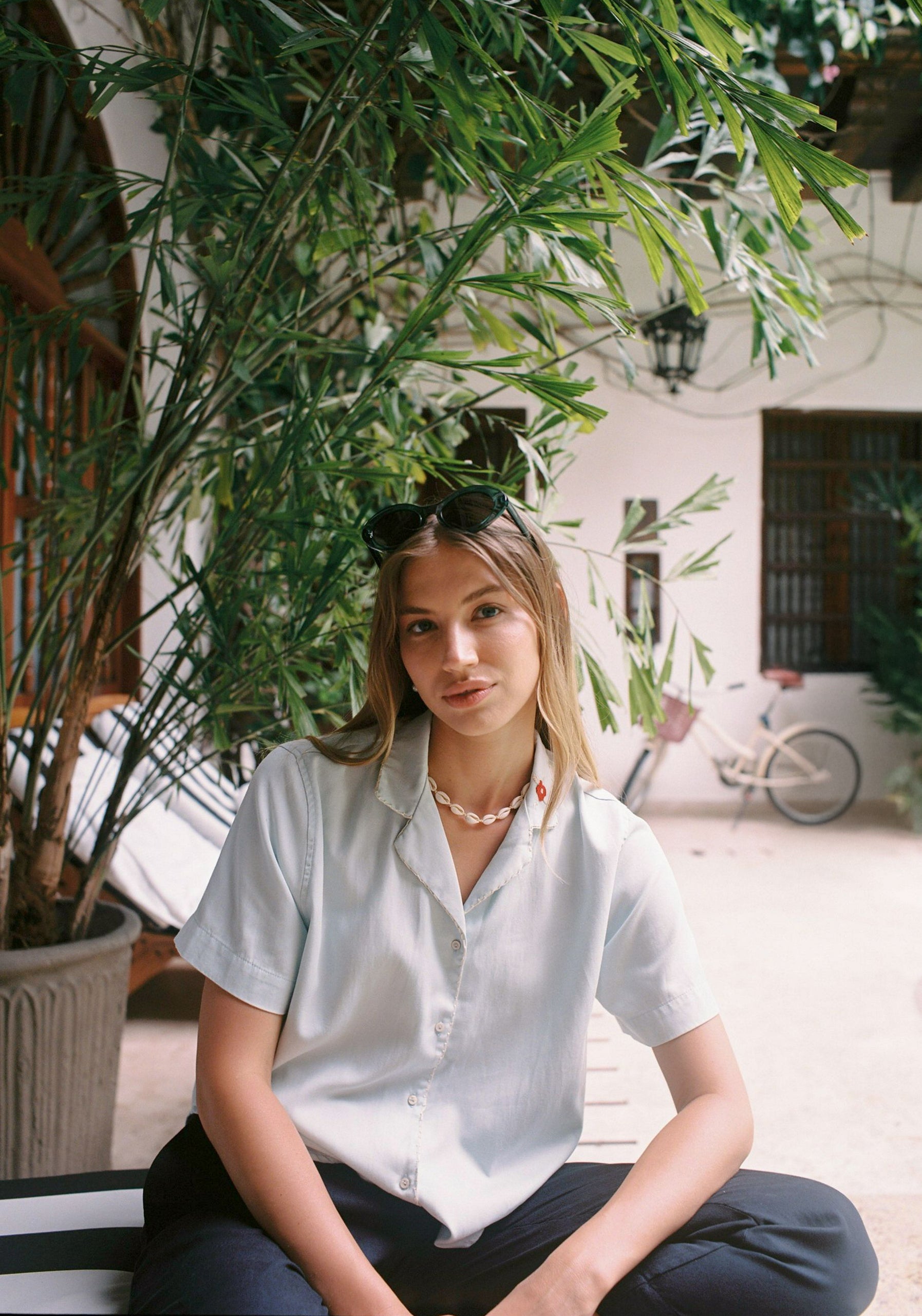 Camisa M Pavia APL. Bord. Cubana Azul Claro