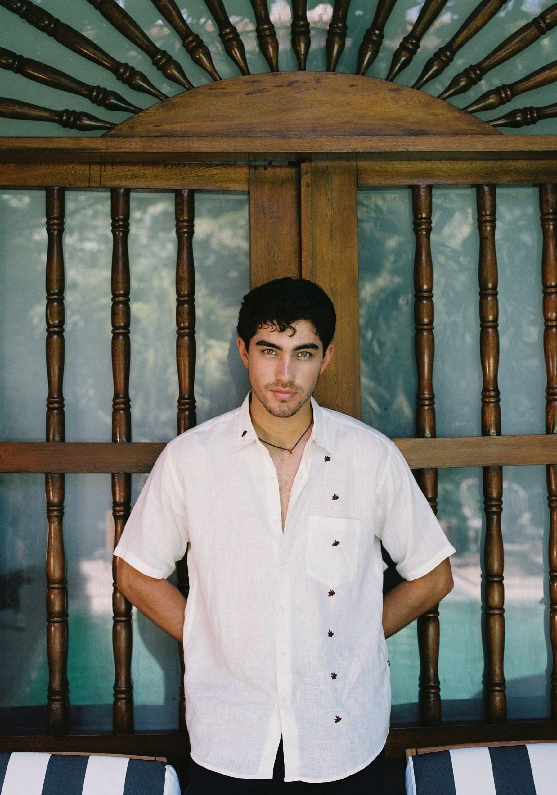 Camisa H Harlem Lino APL. Bord. Marfil