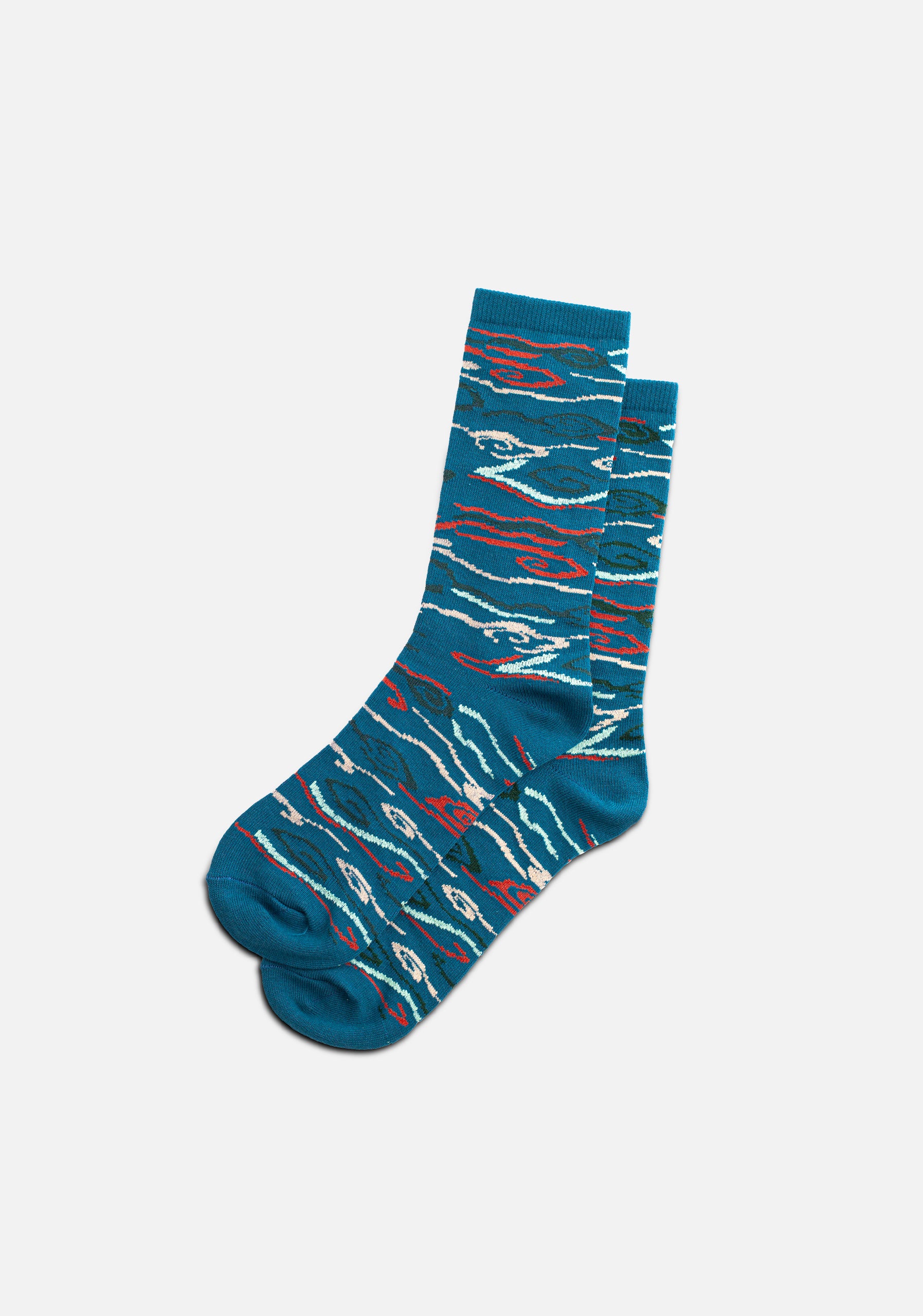 Medias M Formal Figuras Fd. Azul Medio- Multicolor