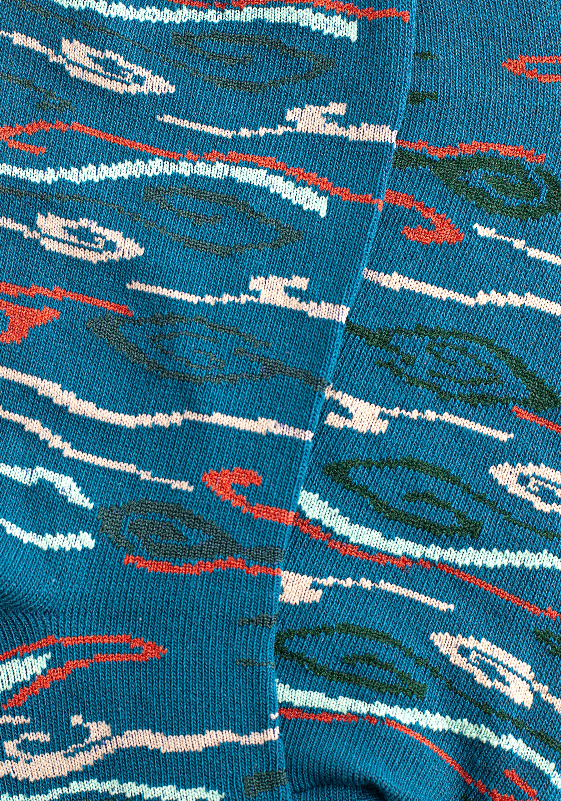 Medias M Formal Figuras Fd. Azul Medio- Multicolor