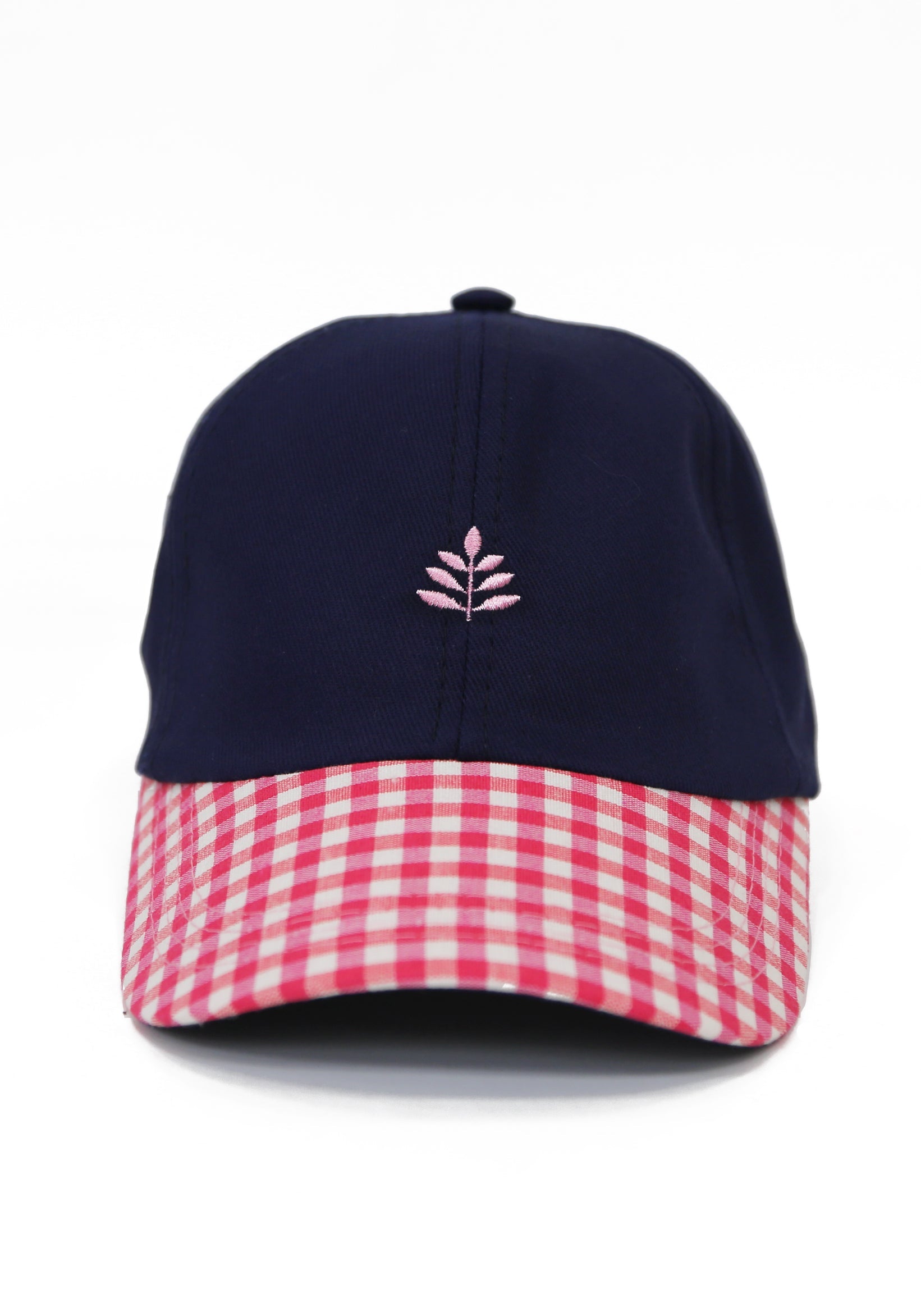 Gorra Atenas Azul Navy-Cuadros Rosado