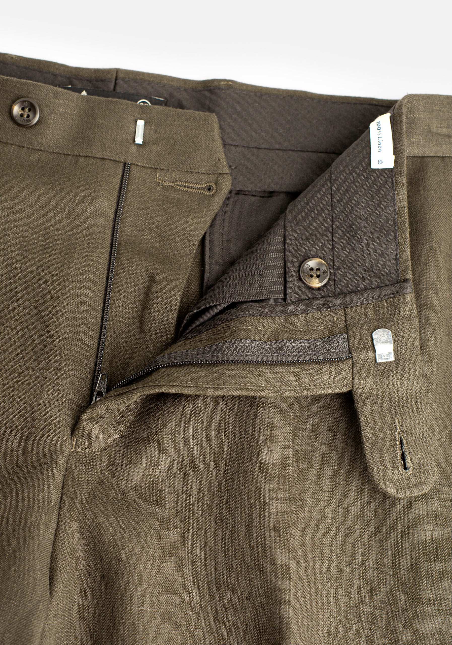 Pantalón H Perugia Lino Verde Osc