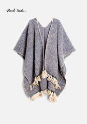 Ruana U Cardolan Abierta Azul - Beige