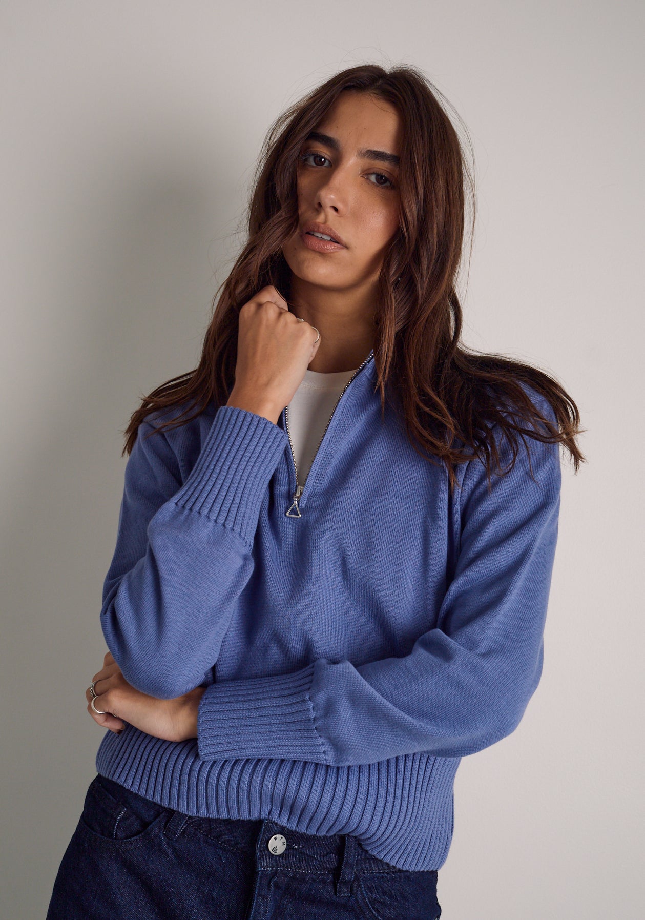 Saco M Nashville Half Zip Azul Medio