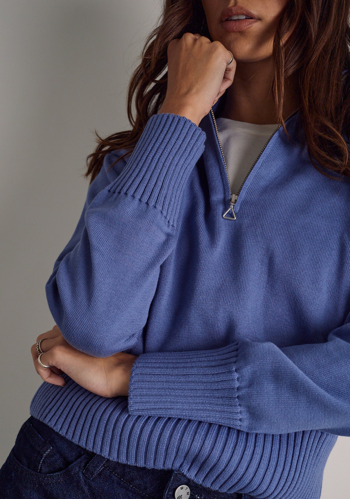 Saco M Nashville Half Zip Azul Medio