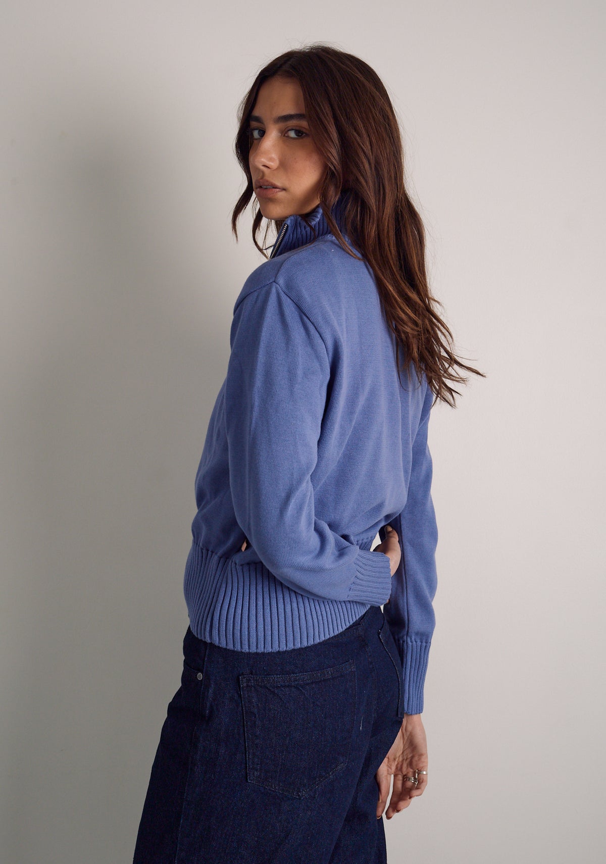 Saco M Nashville Half Zip Azul Medio