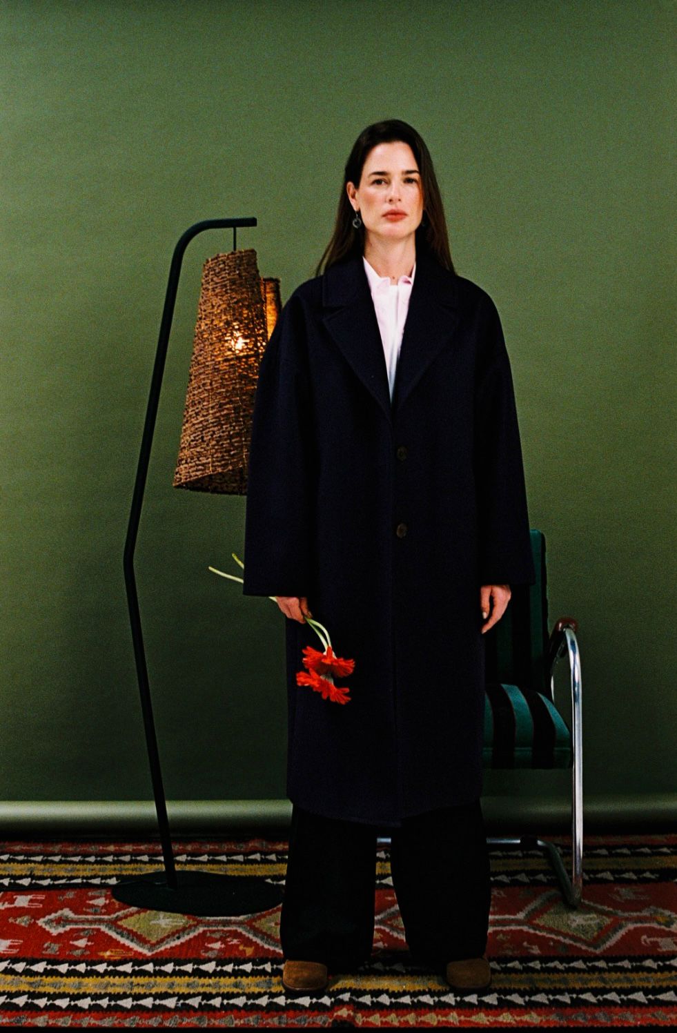 Abrigo M Genova Unicolor Lana Negro