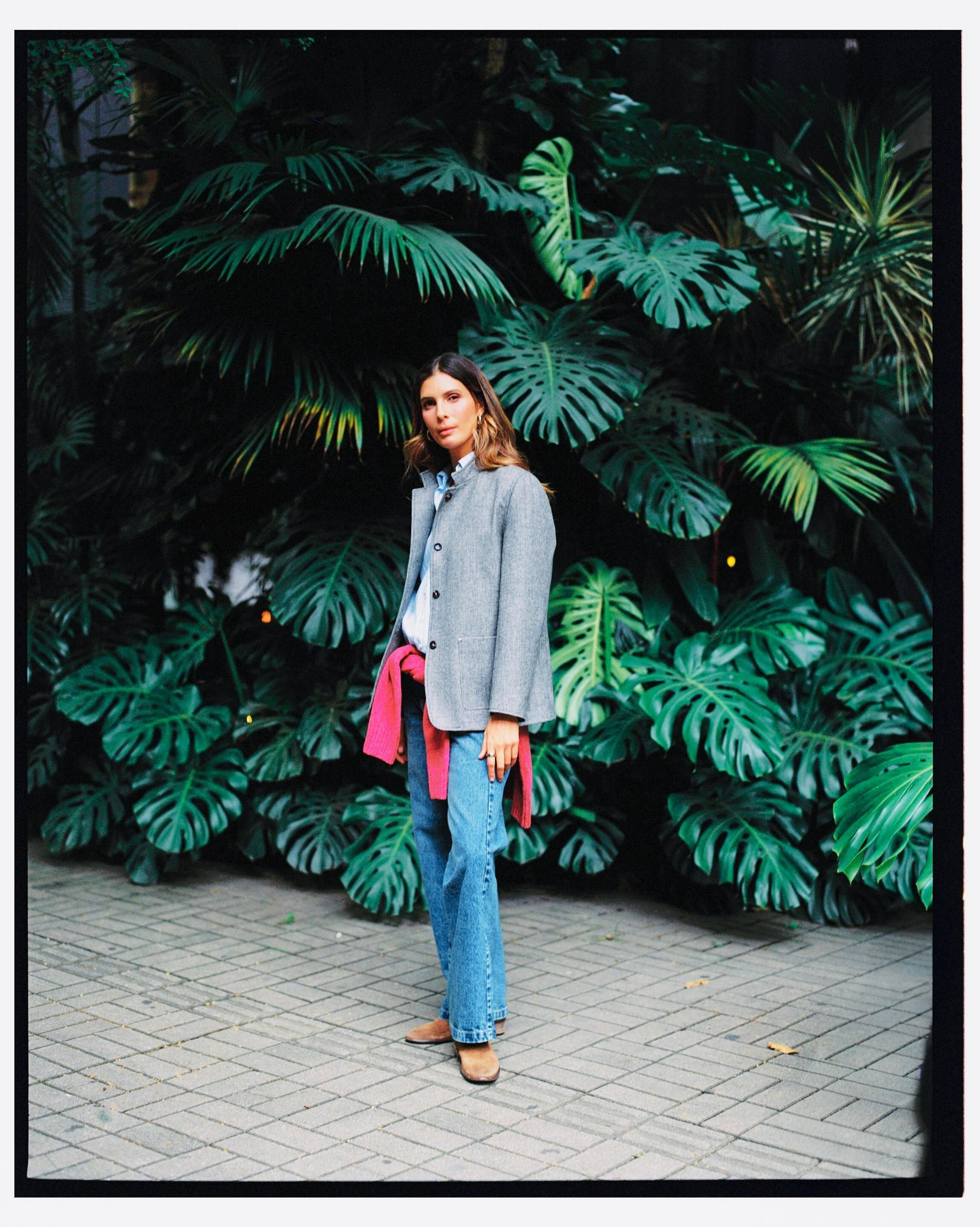 Chaqueta M Atenea Lana Cuadros Peq Gris Med