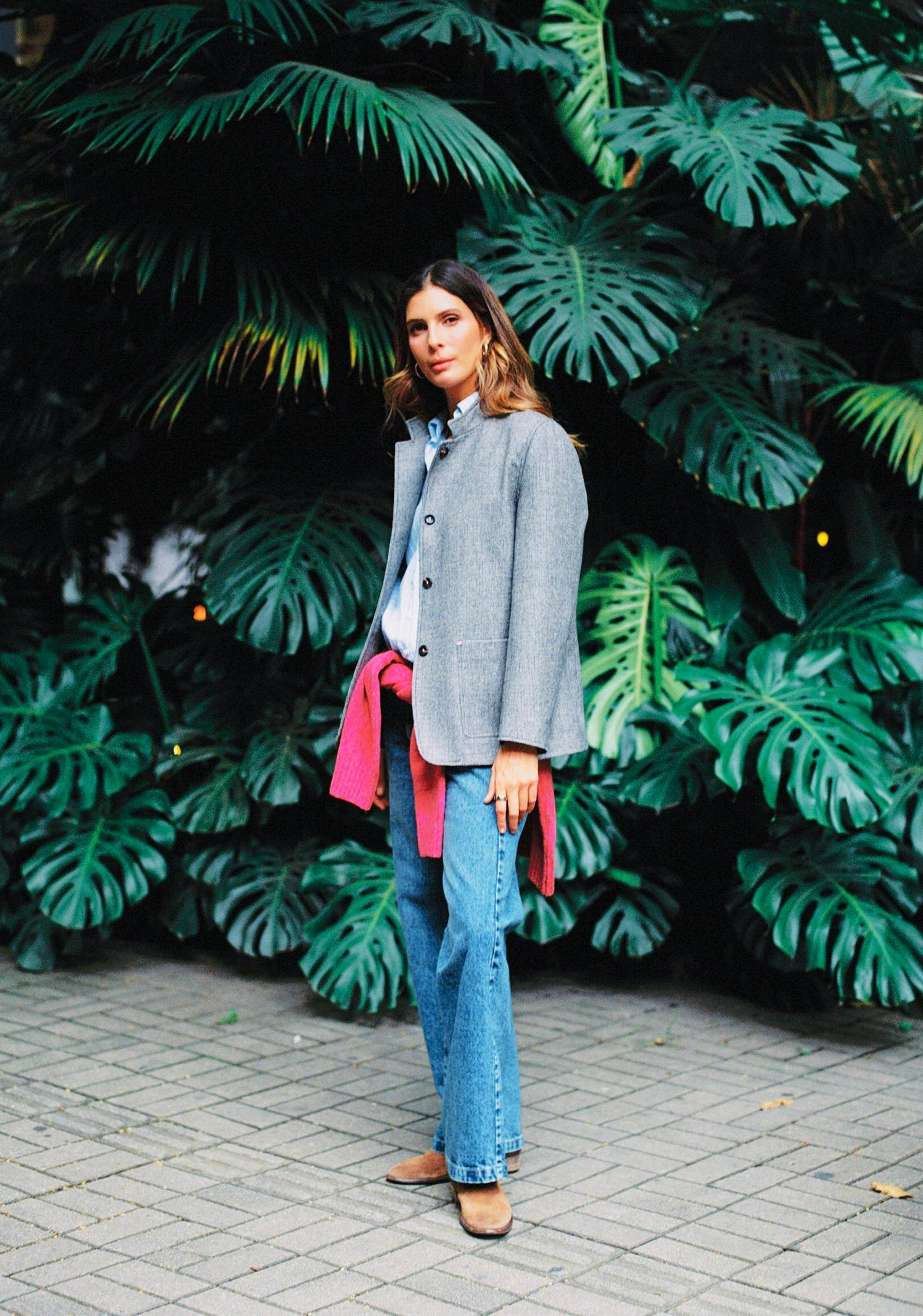 Chaqueta M Atena Lana Cuadros Peq Gris Med