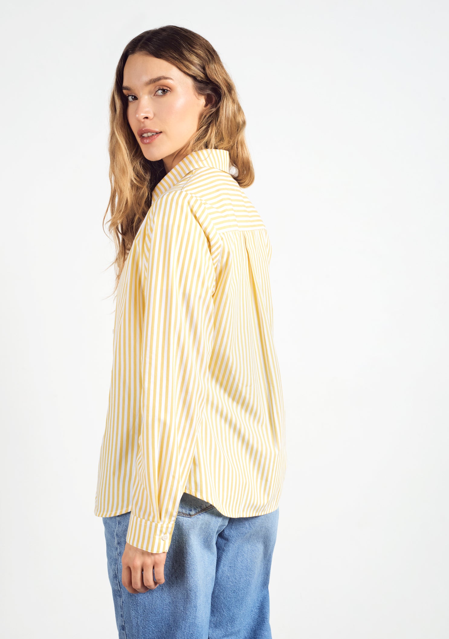 Camisa Ciara Rayas Amarillo - Blanco