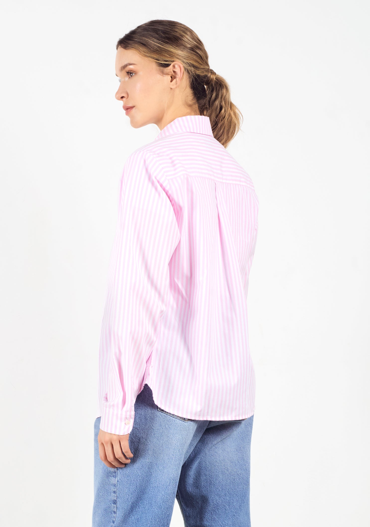 Camisa Ciara Rayas Rosado- Blanco