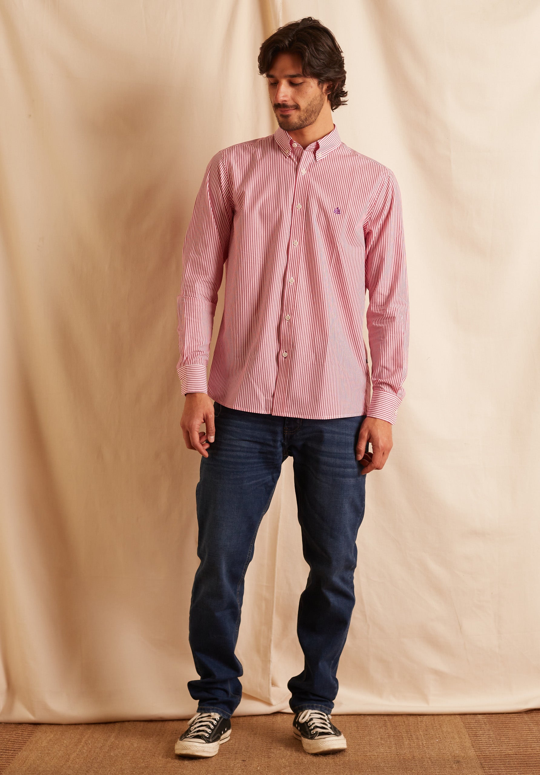 Camisa Whitman Líneas Fucsia-Blanco