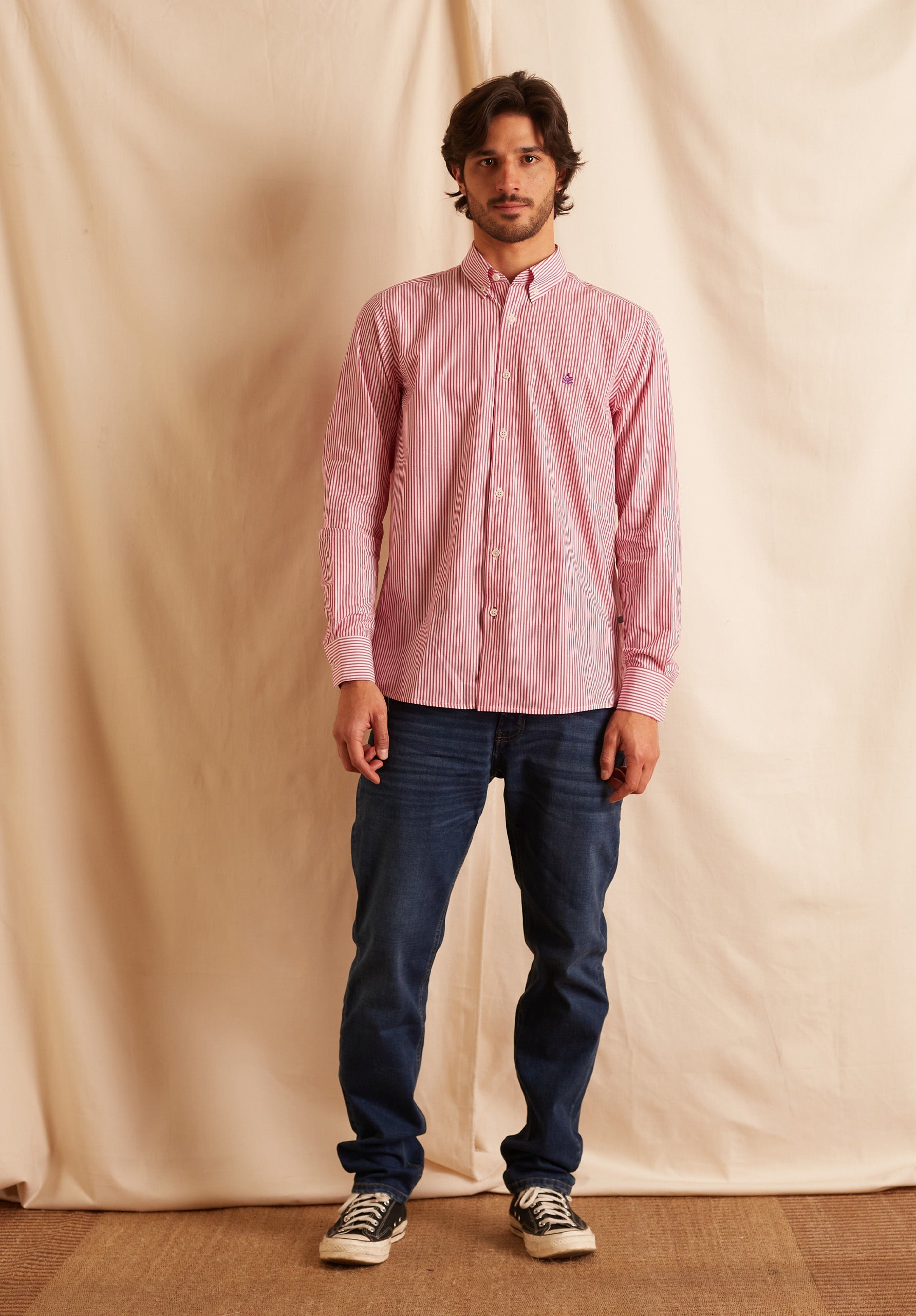 Camisa Whitman Líneas Fucsia-Blanco